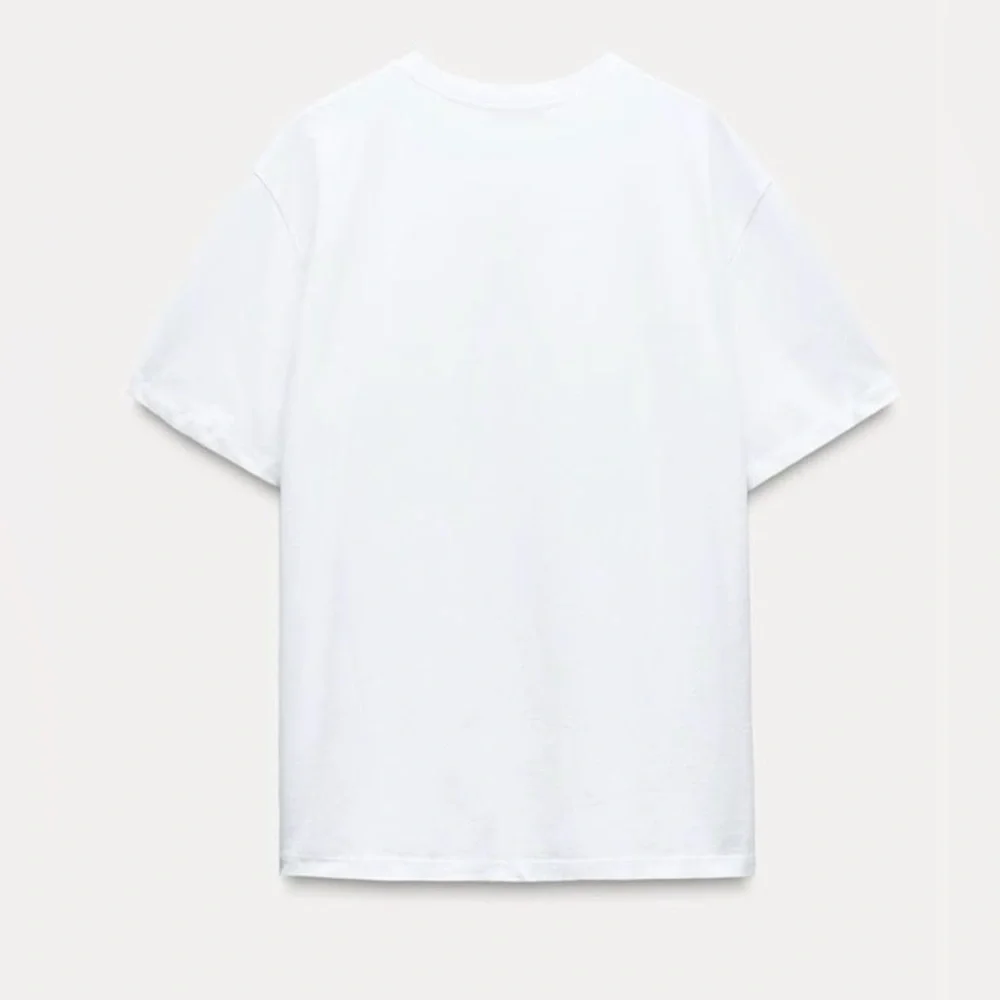 Zara Silver Metallic Floral Foil White T-shirt | Short Sleeves | XL | NWT - Picture 6 of 15